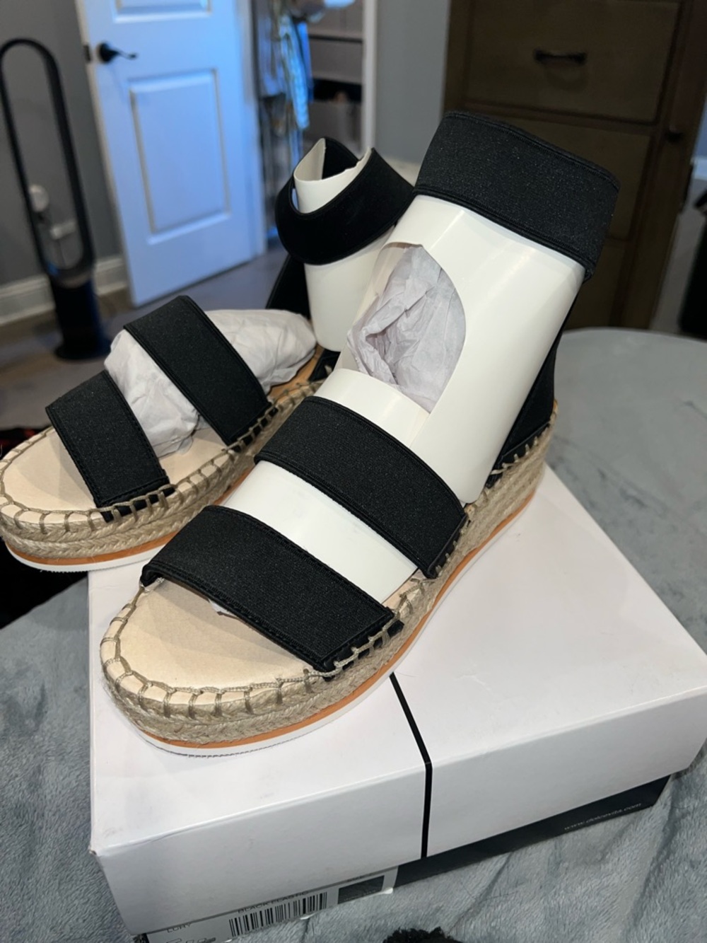 {Dolce Vita Lury Black Elastic Espadrille Wedge Sandals}